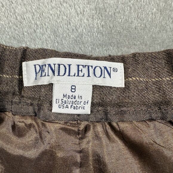 Pendleton Pants Women's 8 Wool Trousers High Waist Pleated Brown Pin Striped - Picture 5 of 11